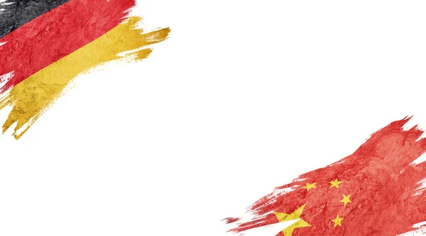 Bendera Jerman dan Cina di Latar Belakang Putih — Stok Foto
